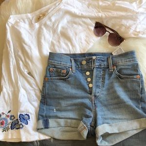 Light watch high rise jean shorts